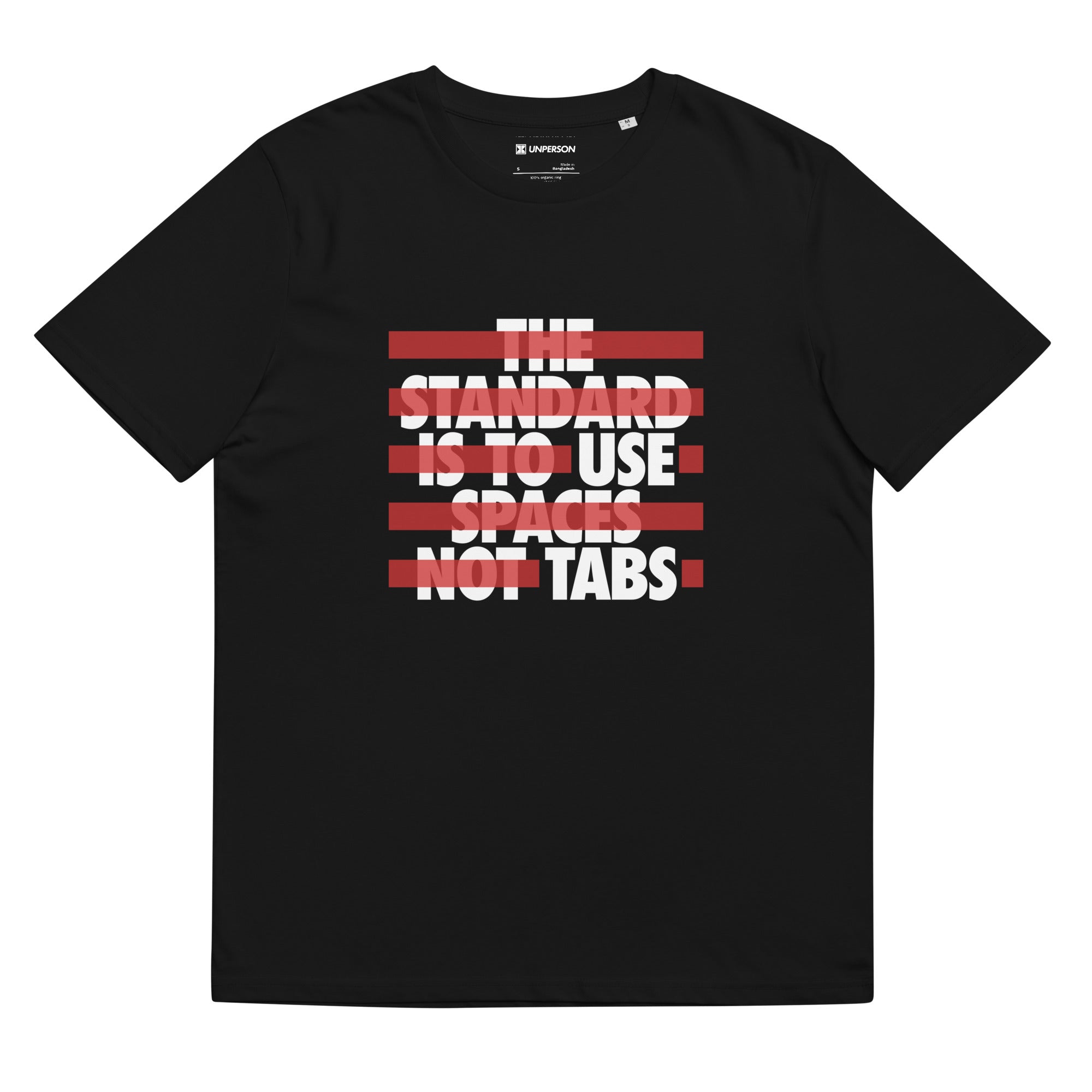 The Holy War Tee in black featuring a minimalist typographic graphic